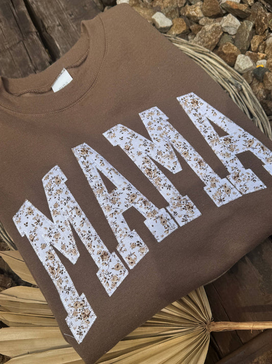 Brown Floral Mama Mother's Day Short Sleeve