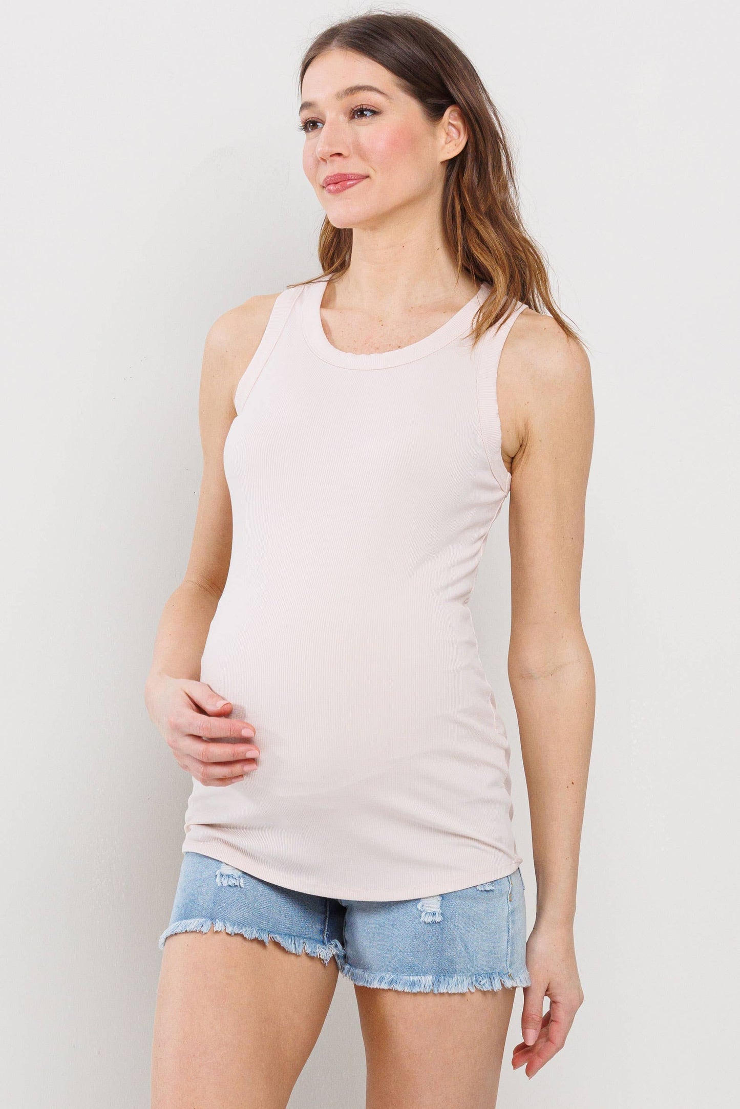 Ribbed Maternity Racerback Tank Top