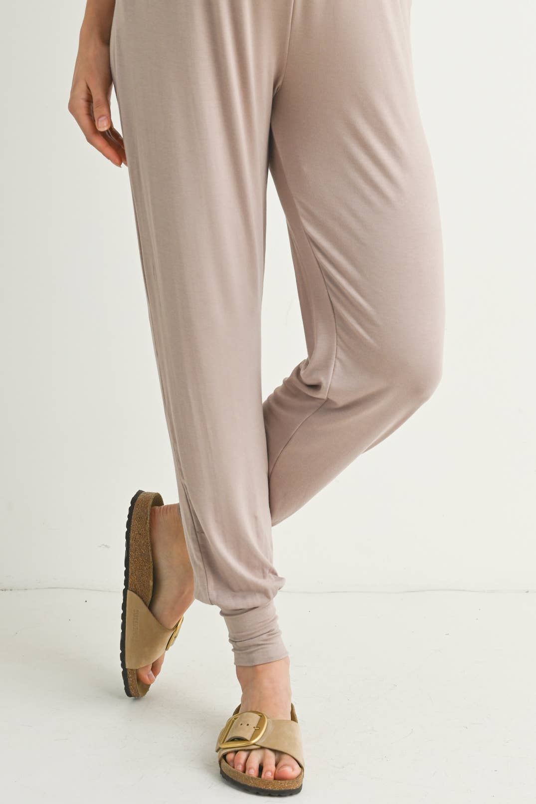 Scoop Neck Sleeveless Maternity Jogger Jumpsuit