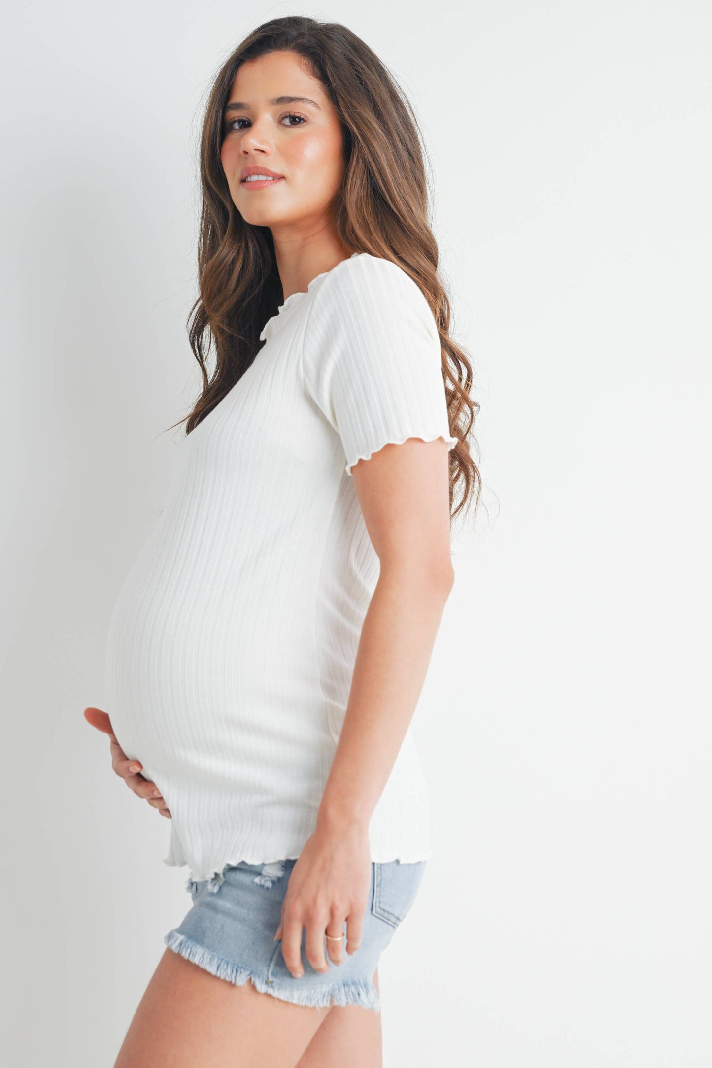 Ribbed Short Sleeve Maternity Shirt