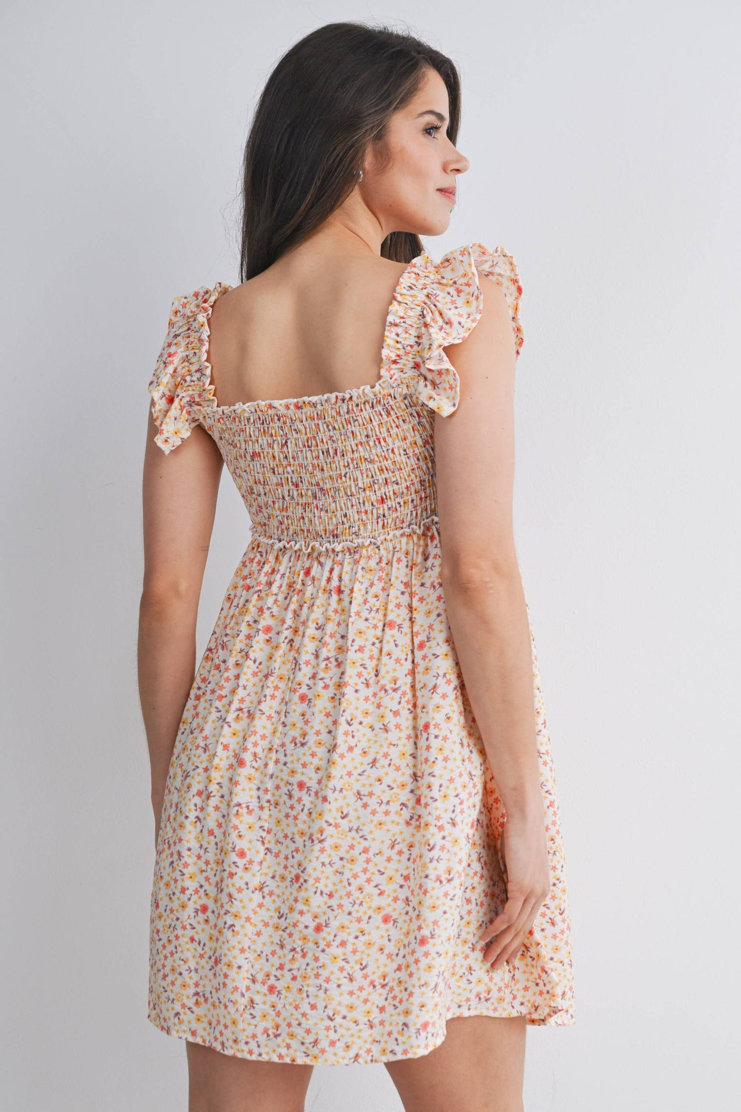Floral Smocked Maternity Babydoll Dress
