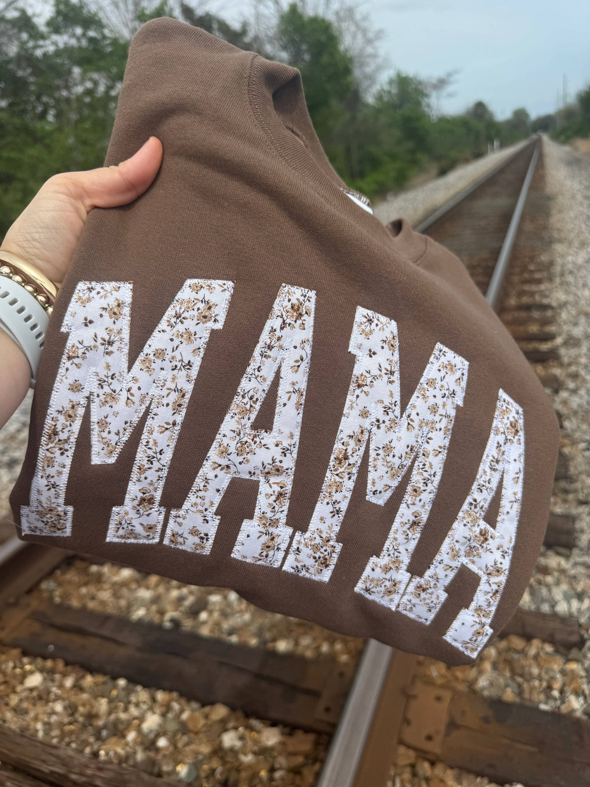 Brown Floral Mama Mother's Day Short Sleeve