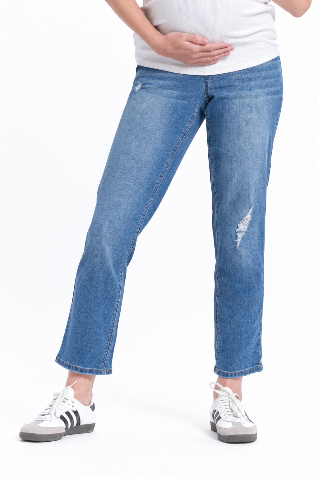 Maternity 28" Ankle Straight Leg Jean w/ Bellyband- Nola