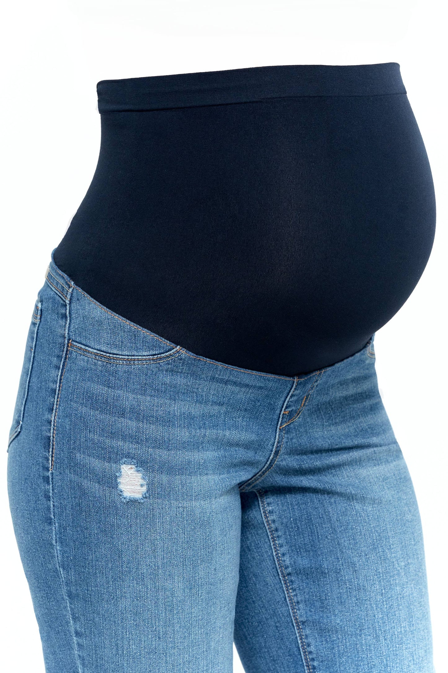 Maternity 28" Ankle Straight Leg Jean w/ Bellyband- Nola